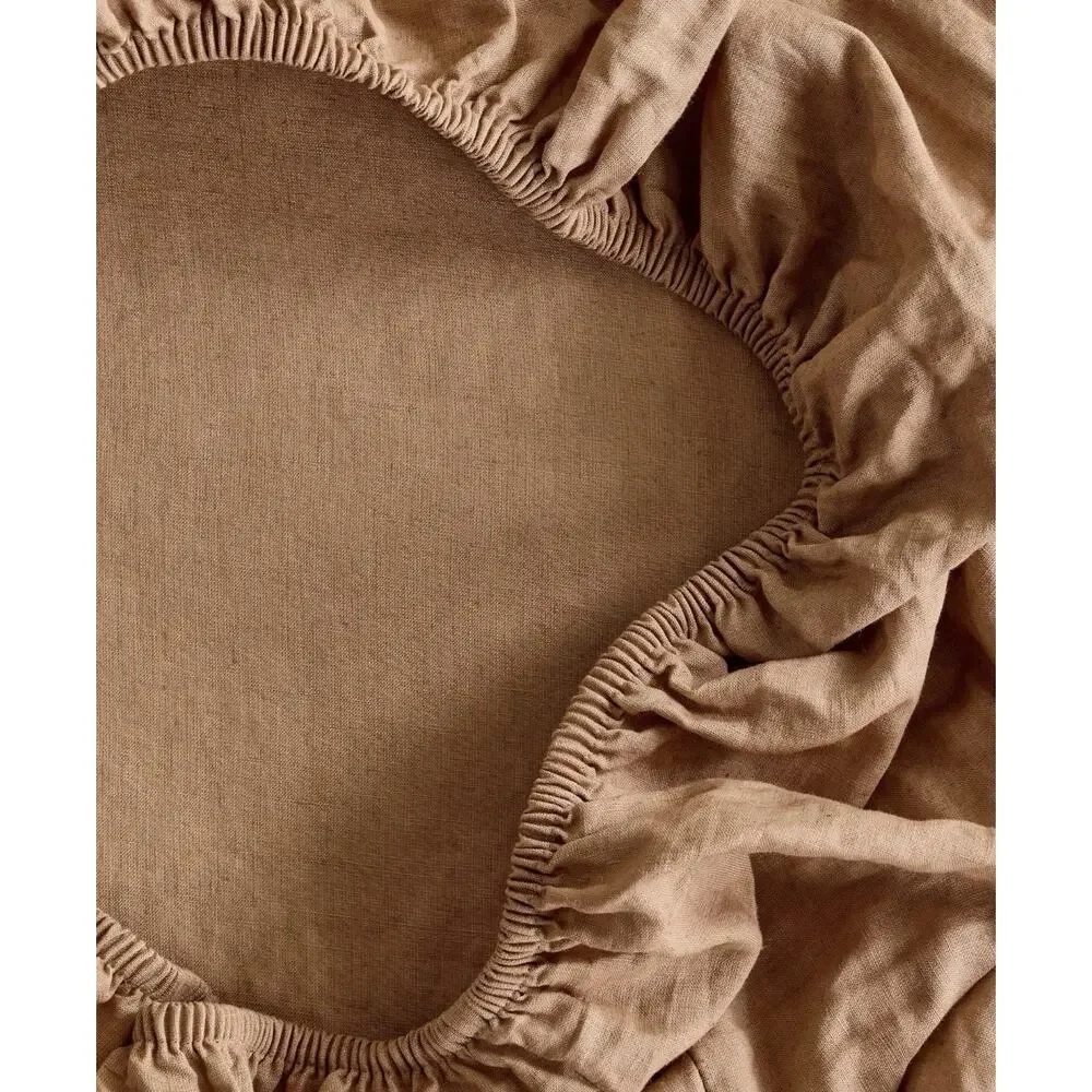NEW Quince QUEEN European Linen Sheet Set 4 Pc LATTE $224